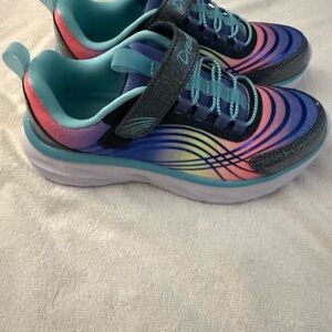 Rainbow Gradient Kids Sneakers with Teal Trim
